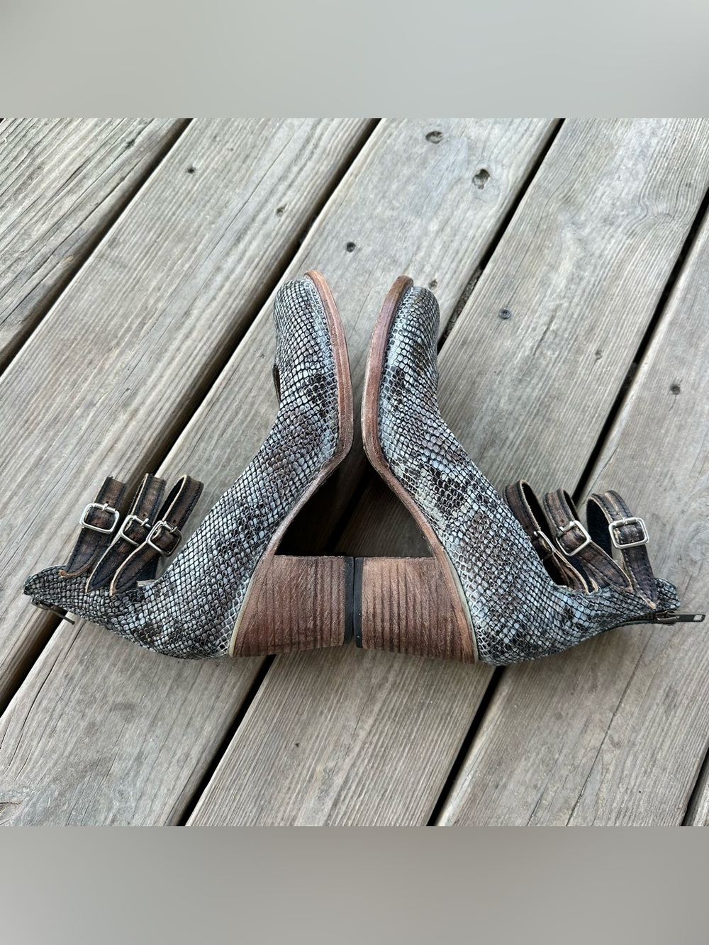 Freebird by Steven Randi Blue Multi Snake Python Heel 9 - Picture 4 of 14